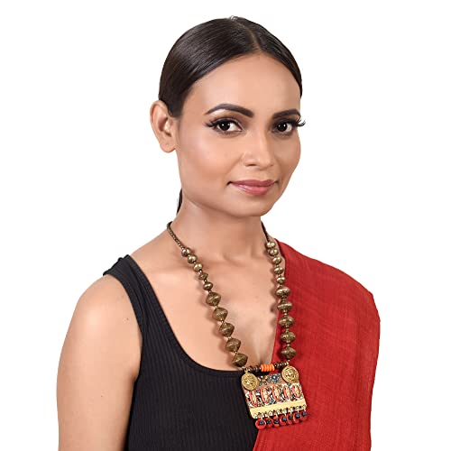 Image of Handcrafted Tribal Dhokra & Floral Charm Necklace Collection | Artisan Brass, Glass & Contemporary Statement Necklaces for Women | Ethnic, Elegant & Artistic Jewelry