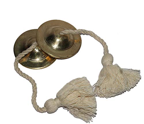 Daddy Shoppe Pure Brass Manjeera Cymbal Hand Percussion Indian Musical Instrument 1 Pair (3 Inch)