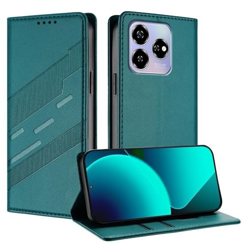 Étui portefeuille Moto G75 vert anti-rayures avec clapet aimanté