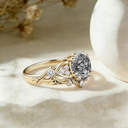 Image of Gemstone Vintage Rings for Women s925 Sterling Silver Round Cut 1.0 Carat Gemstone with Moissanite Promise Engagement Anniversary Ring for Her