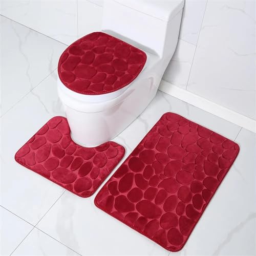 Tapis de douche rouge à galets pour une décoration de baignoire cosy - 6
