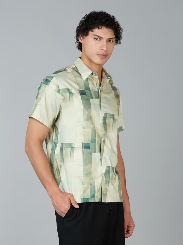 Image of MARK & ALBERT Men's 100% Cotton Printed Half Sleeves Regular Fit Shirt for Men