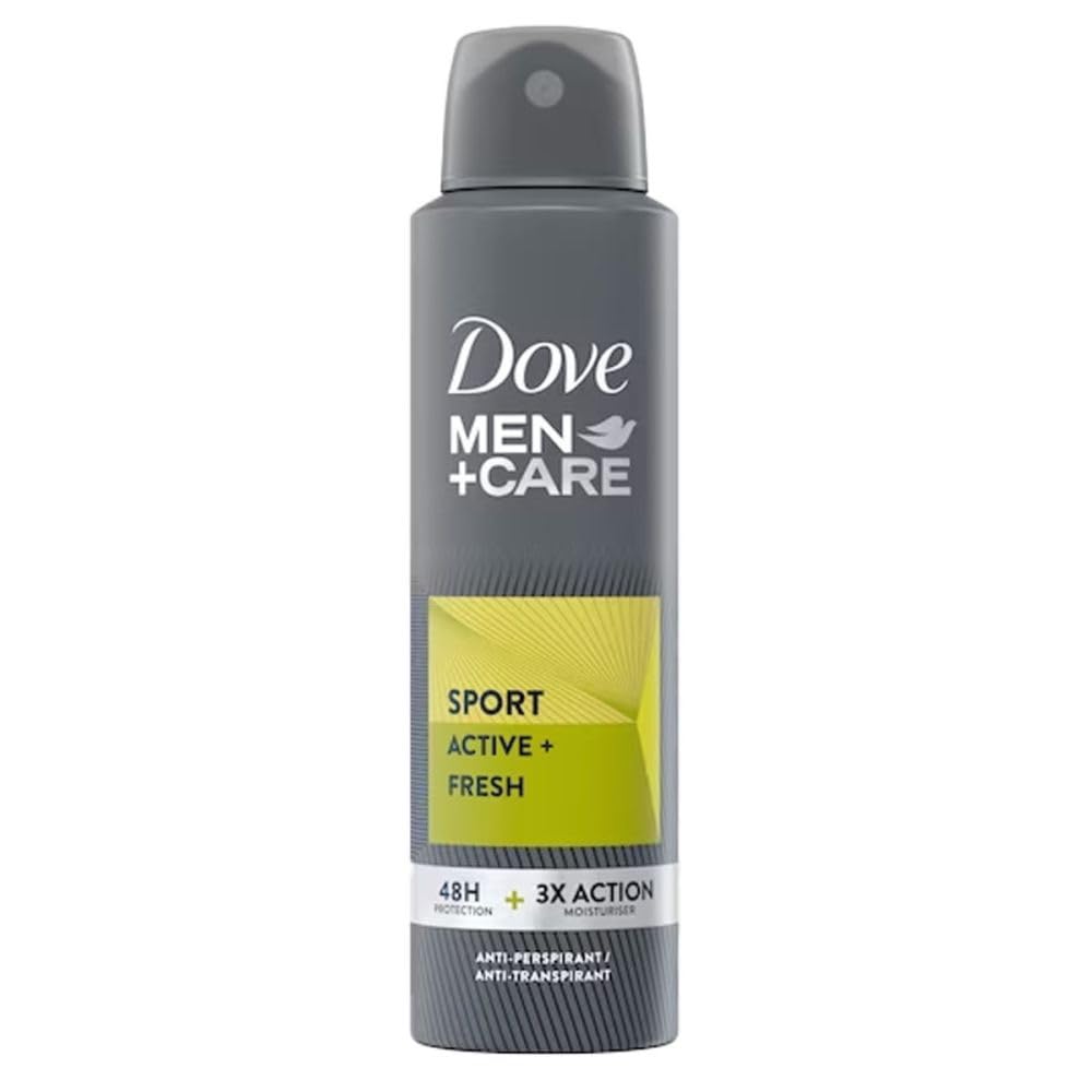 Dove Men+Care - Desodorante en spray Sport Active con crema hidratante 1/4 para hombre, antitranspirante, sin alcohol, ayuda a reducir la irritación, hasta 48 horas de protección, 6 x 150 ml