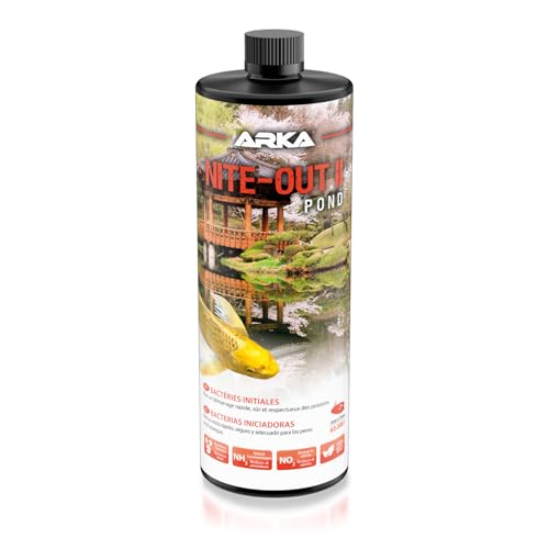 ARKA Pond Nite-out II - 946 ml - Bacterias iniciadoras Especialmente desarrolladas para estanques, preparan el Estanque para una siembra de Peces rápida y Segura.