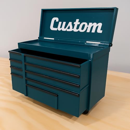 Mini Rolling Tool Box, 180 x 65 x 100 mm, Teal Blue, 1 Storage Drawer Mini Rolling Tool Box