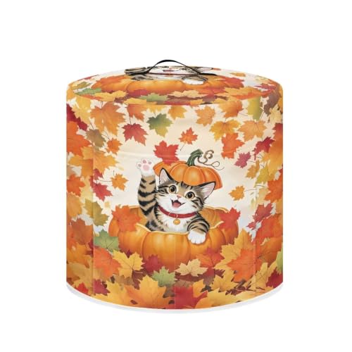 Image of Pumpkin Cat Leaves Quick Cooker Cover Handy Kitchen Appliance Cover
