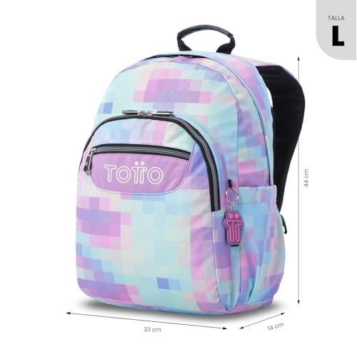Mochila escolar adaptable TOTTO Acuareles Glitter de 20L para ordenador de 14 pulgadas 3