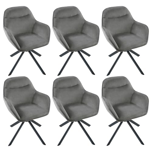 Goeurvant Juego De 6 Sillas De Comedor Giratorias Con Reposabrazos, Sillas Giratorias, De Terciopelo, Con Patas De Metal Y Respaldo Para Salón Comedor Goeurvant Juego De 6 Sillas De Comedor Giratorias Con Reposabrazos, Sillas Giratorias, De Terciopelo, Con Patas De Metal Y Respaldo Para Salón Comedor