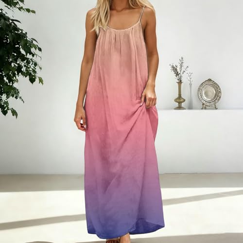 Image of HTHLVMD Backless Cami Dress Summer Dresses for Women 2026 Spaghetti Strap Dresses Womens Solid Color Backless Cami Dress