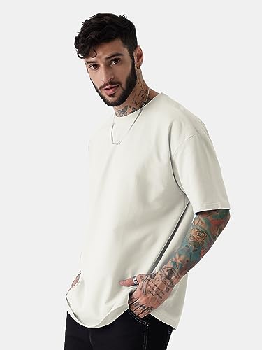 Image of The Souled StoreSolids: Eggshell WhiteOversized T-Shirts