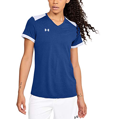 Under Armour Women s Microthread Match V-Neck T-Shirt , Royal (400) White , Small