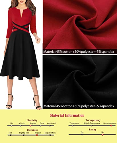 Image of VFSHOW Womens Front Zipper Work Business Casual Office Church A Line Dress