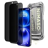 NIMASO 覗き見防止 iPhone 16 / iPhone 15 用 ガラスフィルム 全面保護 黒縁あり 自動除塵 強化ガラス 貼り付け簡単 保護フィルム 指紋防止 ガイド枠付き 2枚セット アイフォン16/アイフォン15 (6.1インチ) 対応 DSP24G1359