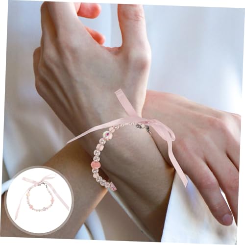 Bracelet de perles avec nœud élégant, le cadeau collier rose idéal - 5