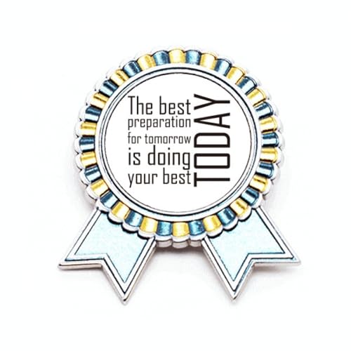 Broche avec citation « The Best Preparation » métal taille M anti-stress