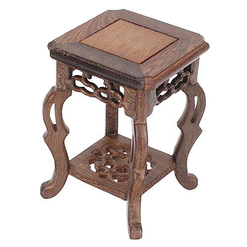 Yardenfun Wood Flower Pot Base Chinese Style Planter Stand Reusable Flowerpot Holder Balcony Plant Support Jade Carvings Stone Ornaments