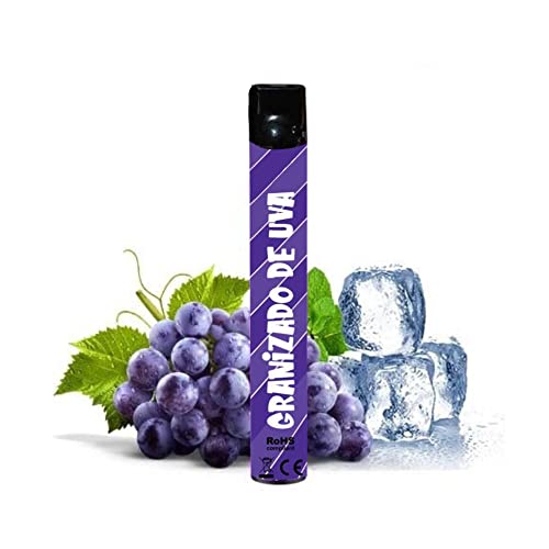 Liquide, Wpuff - Granizado de Uva, 600 Puffs, Sin Nicotina: 0mg, Vaper Desechable, Disposable e Cigarette Cover