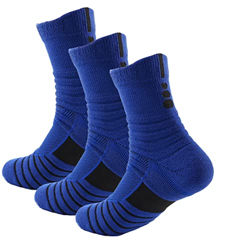 Muzboo 3 Paar Crew Sportsocken Wandersocken Atmungsaktiv Herren Damen Laufsocken Frotteesohle Blue-43-46 Cover