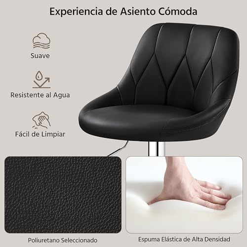 Miniatura 5 de Yaheetech Taburete De Bar De Altura Ajustable 86-107,5 Cm Sillas De Bar Asiento Giratorio Reposapiés Cuadrado Estructura De Metal Negro