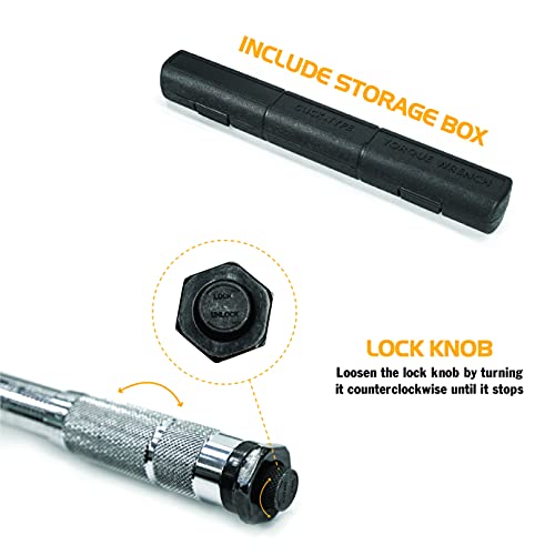 Olympia Tools 1/2-Inch Drive Click Torque Wrench, 10~150 Ft./Lb, 13.6~203.3 N/M, Dual-Direction, Adjustable Torque Wrench With Quick Release Reversible Head, Chrome Plated Finished #TOP5