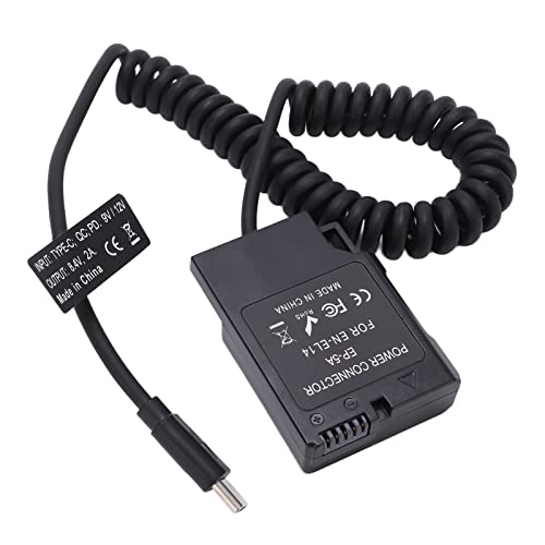 ENEL14 Dummy Battery, 35?90cm Cable TypeC 9V/12V, Latest Decoded 8.4V 2A Dummy Battery for Digital Camera for D5600 D5500 D5300