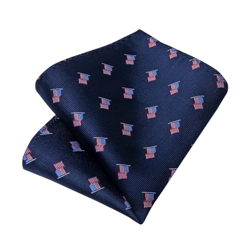 Image of DiBanGu Striped Tie Set for Men Silk Woven Plaid Necktie and Pocket Square Cufflinks Business Wedding