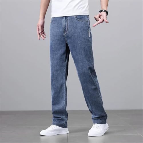 Men's Summer Lightweight Lyocell Stretch Jeans Breathable Vintage Baggy Fit Casual Denim Trousers3
