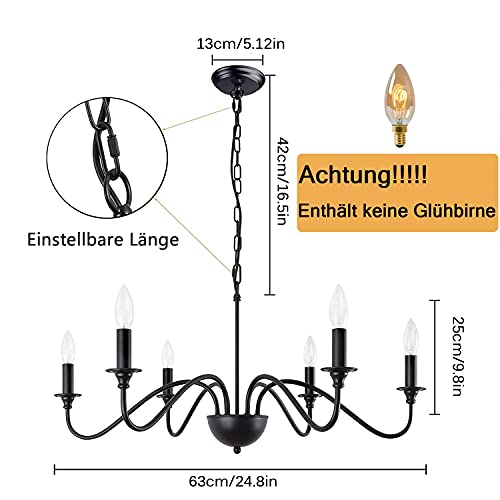 Depuley-Kronleuchter-Schwarz-Metall-Klassischer-Pendelleuchte-LED-6-Flammig-6E14-Vintage-Haengeleuchte-im-Europaeischen-Stil-Deckenlampe-Esstisch-fuer-Bauernhaus-Kueche-Halle-Esszimmer-Wohnzimmer