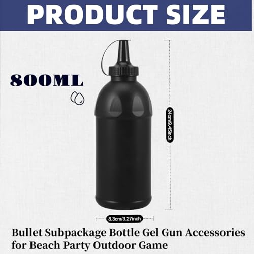 Image of 800ml Gel Ball Refill Bottle, Black Bullets Bead Holder | Plastic Gel Bead Storage Refill Container Liquid Toy Bead Holder Outdoor Game Accessories