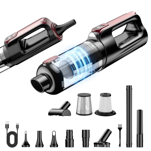 Image of MONOZEL Handheld Vacuum Cleaner, 18000Pa 2 in 1 Cordless Car Vacuum Cleaner&Air Duster, 130W Brushless Motor with 7800mAh Battery, LED Light and Multi-Nozzles, Portable for Home, Car, Office, Pet