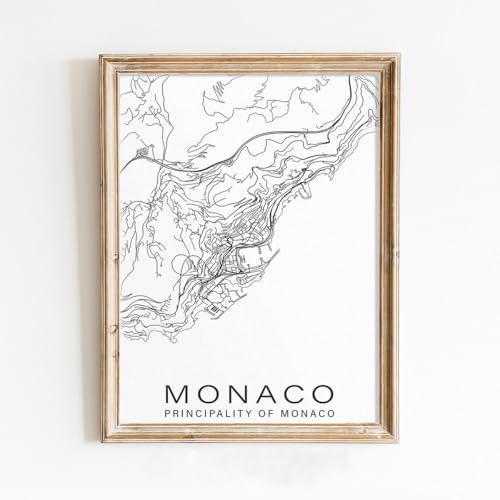 Modern Black & White Poster of Monaco Monte Carlo Principality of (2) | 11x17 12x18 16x24 24x36 Unframed Print Wall Art | Minimalism City Traveler Gift | Minimalist Home Office Decor
