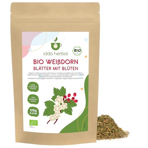 IDDA Herbal Weissdorn Tee BIO 125g Weißdornblätter mit Blüten geschnitten bio Weißdorn Tee lose