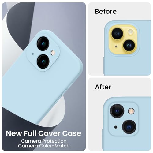 Image of FireNova Designed for iPhone 14 Case, Silicone Upgraded [Camera Protection] Phone Case, Soft Anti-Scratch Microfiber Lining Inside, 6.1 inch, Sky Blue