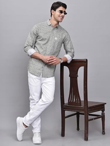 Image of Majestic Man Pure Cotton Slim Fit Printed Casual Shirt for Men