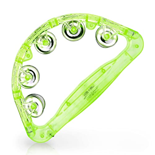 Led Tambourine - Musical Flashing Handheld Percussion Instruments For Adults - Light Up Tambourine With Batteries Included (Green) #TOP3