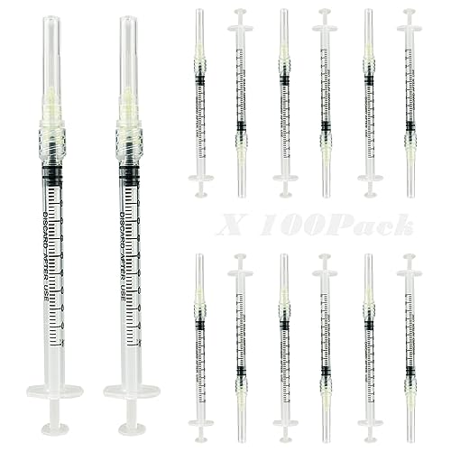 1ml Luer lock syringes with 30ga needles, 100-pack