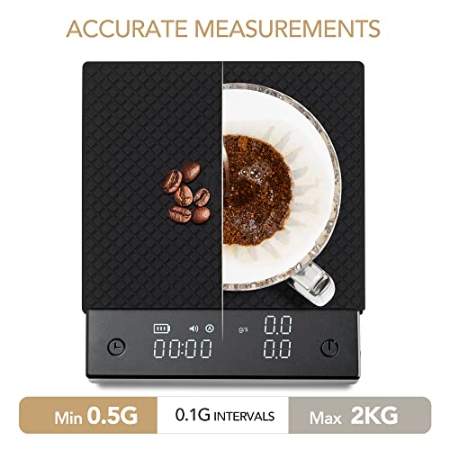 TIMEMORE Black Mirror Basic PRO Digital Coffee Scale with Timer, Flow Rate Measurement, 0.1g/2kg, for Espresso Pour Over Drip Coffee Black - Image 2