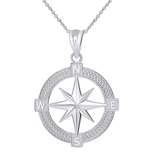 Claddagh Gold Nautical Jewelry Sterling Silver Round North Star Compass Adventures Pendant Necklace