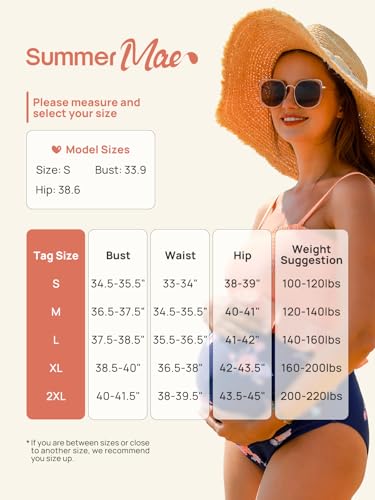 Image of Summer Mae Maternity High Waist Swimsuit Ruffle Hem Bikini Bathing Suit Shirred Bandeau Two Piece Pregnancy Swimwear Blue Flowers X-Large