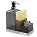Kitchen & Bathroom Countertop Soap Dispenser with Two Accessory Compartment Caddy for Sponge, Toothbrush, Scrubbers