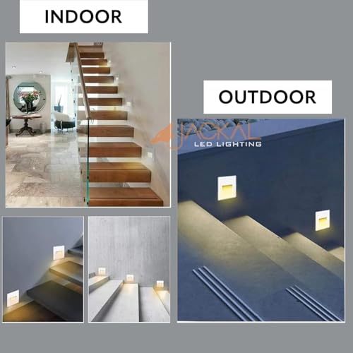 Image of JACKAL 3W LED Step Light, 120V Stair Light Indoor /Outdoor Ultra Bright, IP65 Waterproof, 3000K (WW) White Body | Perfect for Home Decor, Stairway, Pathway, Driveway, Etc. | (6 Months Warranty)