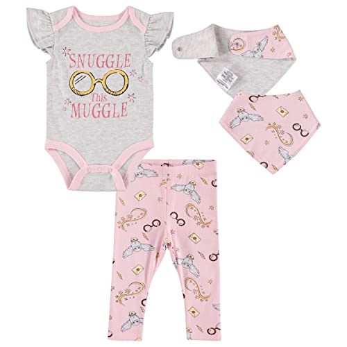 Image of Harry Potter Infant Baby Girls One Piece | Bodysuit with Pull-on Pant and Matching Accessory Set