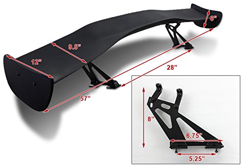 Hk5 57" Type-1 Primer Black Abs Gt Trunk Adjustable Bracket Spoiler Wing #TOP3