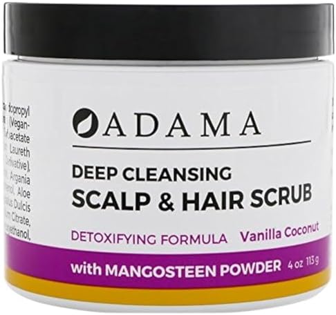 Adama Minerals Deep Cleansing Hair Scrub Vanilla Coconut Zion Health 4 oz Scrub