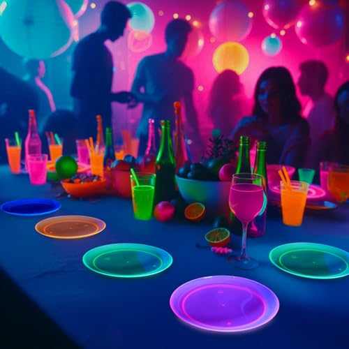Party Essentials Hard Plastic 6-Inch Round Party/Dessert Plates, Assorted Neon, 80-Count by Party Essentials - Image 5