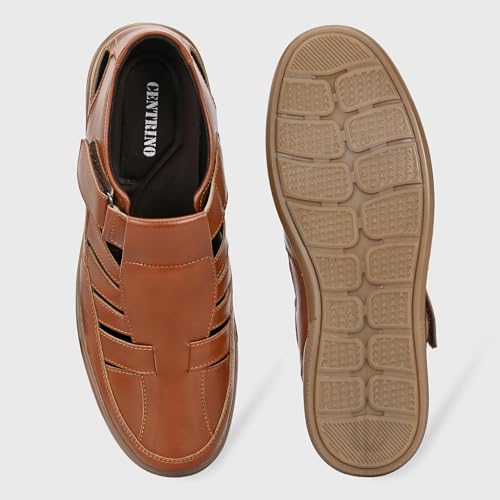 Image of Centrino Men's Fisherman Sandals | Stylish Closed-Toe Design | Soft Cushioned Footbed | Genuine-Look Upper | Comfortable for Daily & Outdoor Wear (9489)