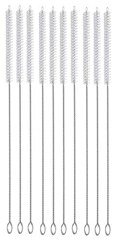 Image of YTM 10 Pcs Drinking Straw Cleaning Brushs Set Pipe Tube Cleaner and Teat Cleaning Brush | Steel Straw Cleaning Brush |Sliver-White (Pack of 10)