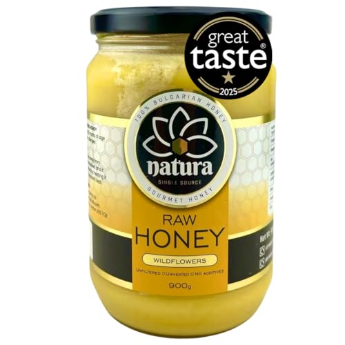 Pure Raw Honey Great Taste Award 2025 Single Source from Srebarna Biosphere Region, Unfiltered, Unpasteurized Cold Extracted in Glass Jar 900g by natura Honey