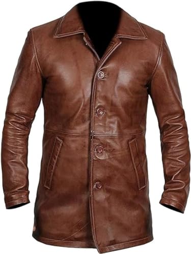 Image of Harocks Real Lambskin Leather Men's Coat- 3 /4 Length Brown and Black Leather Coat