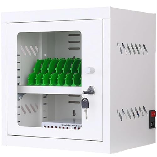 HENGCMM Cellphone Charging Station, 12 Slots Cellphone Locker with Charger Charging Station Cabinet and Key Lock White for Most Phones, for Office Classroom Conference Rooms